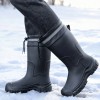 Men's Snow Boots, Waterproof, Non-Slip, Thickened, Warm, Drawstring Fishing Rain Boots
